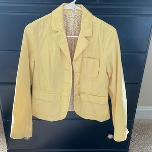 Old Navy yellow jacket with polka dot inside
